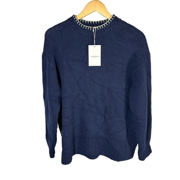 Lafayette 148 New York Sweaters - LAFAYETTE 148 Chunky Whipstitch Oversized Sweater Size Small Blue